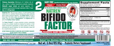 Bifido Factor Dairy Free label