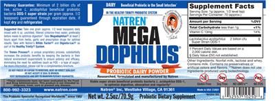 Mega Dophilus label