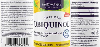 Ubiquinol 50 mg label