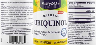 Ubiquinol 100 mg label
