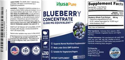Blueberry Concentrate label