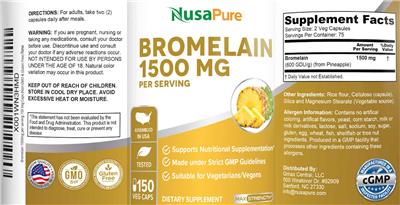 Bromelain 1500 mg label