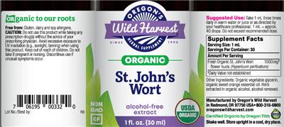 St. John's Wort Alcohol-Free Extract label