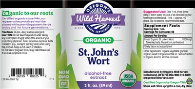 Organic St. John's Wort Alcohol-Free Extract label