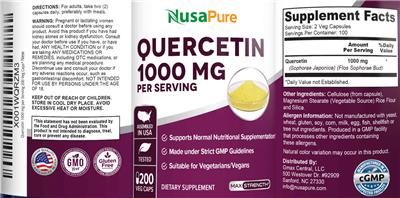 Quercetin 1000 mg label