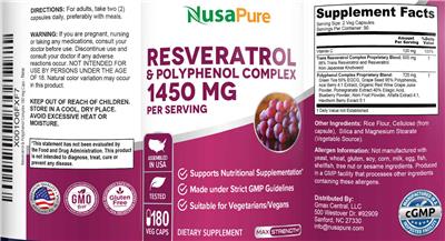 Resveratrol & Polyphenol Complex 1450 mg label