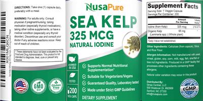 Sea Kelp 325 mcg label