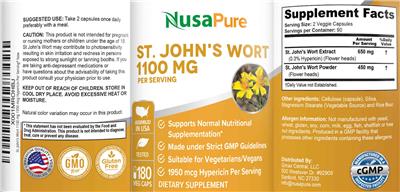 St. John's Wort 1100 mg label