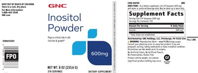 Inositol Powder 600 mg label