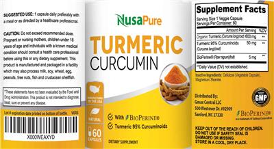 Turmeric Curcumin label