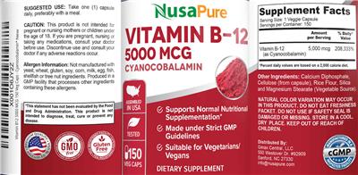 Vitamin B-12 5000 mcg label