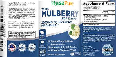 White Mulberry Leaf Extract label