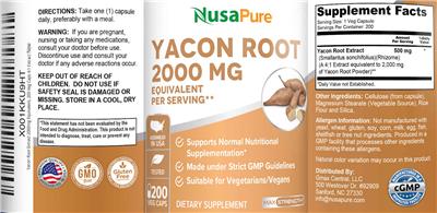 Yacon Root 2000 mg label