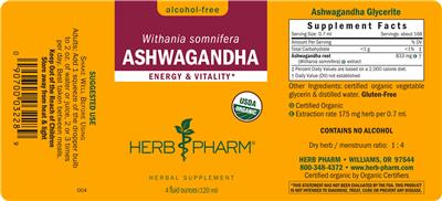 Ashwagandha Alcohol-Free label