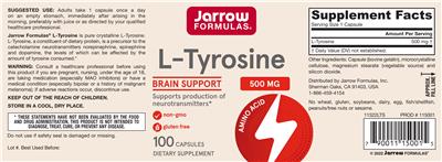 L-Tyrosine 500 mg label