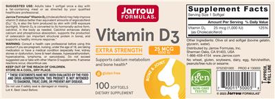 Vitamin D3 25 mcg 1000 IU label