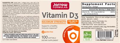 Vitamin D3 125 mcg 5000 IU label
