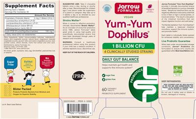 Yum-Yum Dophilus 1 Billion CFU Raspberry label