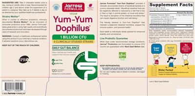 Yum-Yum Dophilus 1 Billion CFU Raspberry label