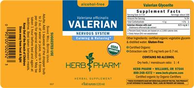 Valerian Alcohol-Free label