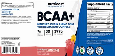 BCAA+ Raspberry Lemonade label