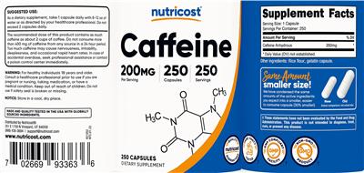 Caffeine 200 mg label