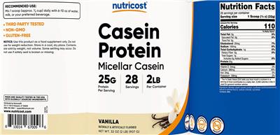 Casein Protein 25 g Vanilla label