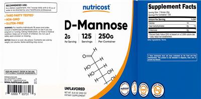 D-Mannose 2 g Unflavored label