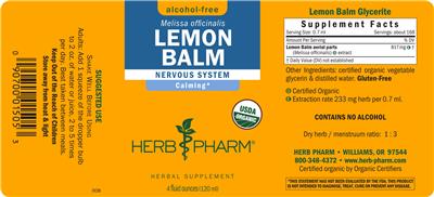 Lemon Balm Alcohol-Free label