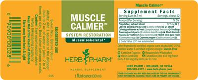 Muscle Calmer label