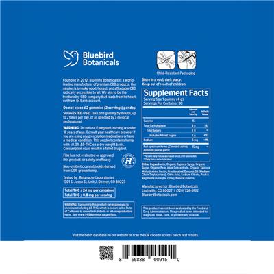 CBD Gummies 15 mg label