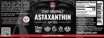 Astaxanthin Soft Gels 12 mg label