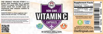 Vitamin C Capsules 600 mg label