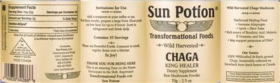 Chaga Mushroom Powder label