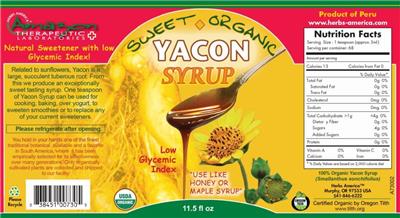 Yacon Syrup label