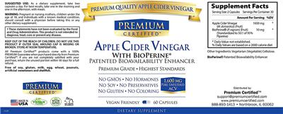 Apple Cider Vinegar with BioPerine label