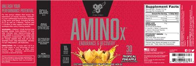 Amino X Tropical Pineapple label