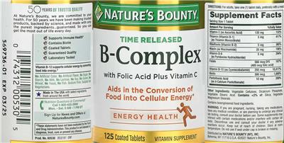 B-Complex with Folic Acid plus Vitamin C label