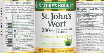 St. John's Wort 300 mg label