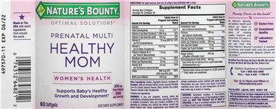 Healthy Mom Prenatal Multi label