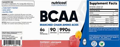 BCAA 6 g Raspberry Lemonade label