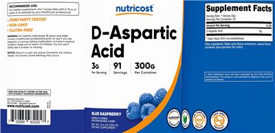D-Aspartic Acid 3 g Blue Raspberry label