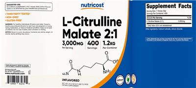 L-Citrulline Malate 2:1 3,000 mg Unflavored label