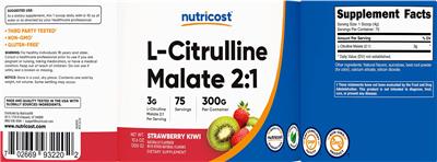 L-Citrulline Malate 2:1 3 g Strawberry Kiwi label