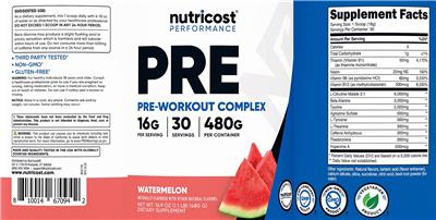 PRE Pre-Workout Complex Watermelon label