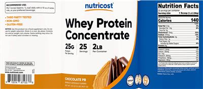 Whey Protein Concentrate 25 g Chocolate PB label