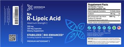 Na R-Lipoic Acid Maximum Strength 300 mg label