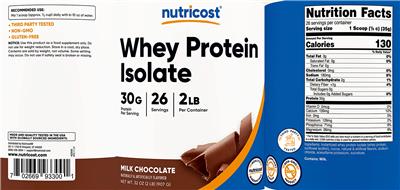 Whey Protein Isolate 30 g Milk Chocolate label