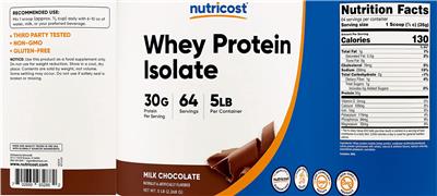 Whey Protein Isolate 30 g Milk Chocolate label