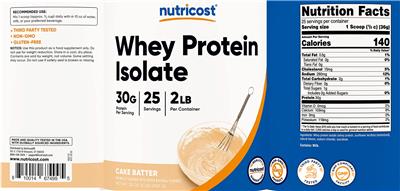 Whey Protein Isolate 30 g Cake Batter label